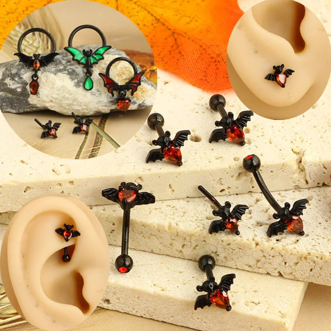 1-8Pcs Belly Button Rings for Women Steel Nipple Piercing Halloween Nose Rings Industrial Barbell Cartilage Earrings Stud Septum