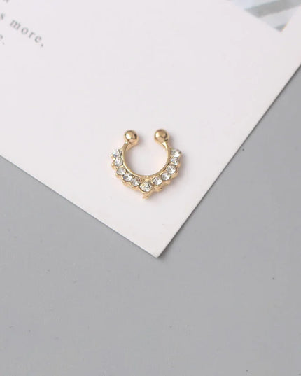 1 PC Fake Piering Nose Ring for Women Clip Septum Rock Hip Hoop punk Crystal Body Jewelry Fake Perforation Nose Studs