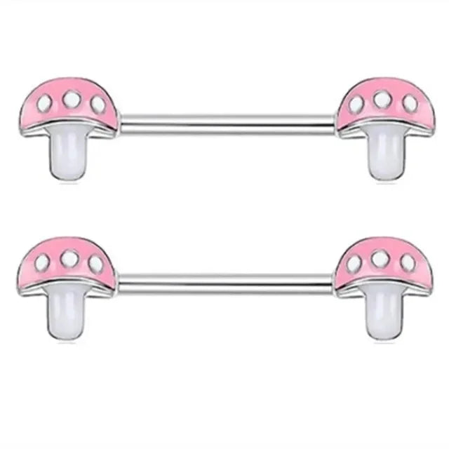 2 Pcs Stainless Steel Pink Nipple Piercing Jewelry Heart Wings Niplple Barbell Moon Devil Nipple Rings Body Piercing Pezon Mujer