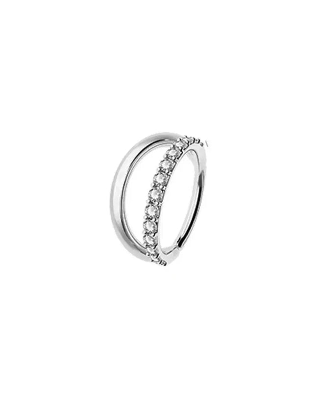 15Pcs Mixed Double Nose Rings L Ring Hoop Hypoallergenic Body Clips Hoop Rhinestone Nose Piercing Jewelry Piercing Studs