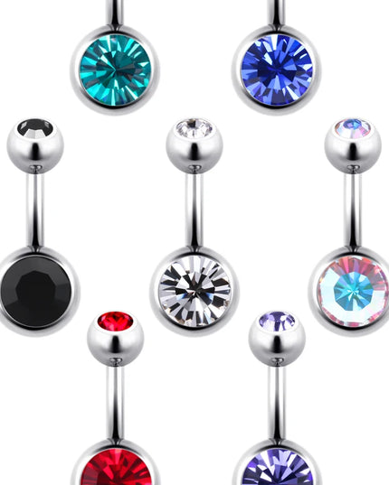 ASTM F136 Titanium Belly Button Ring 14G CZ Navel Barbell Body Jewelry 6/8/10/12mm Hypoallergenic 1Pc