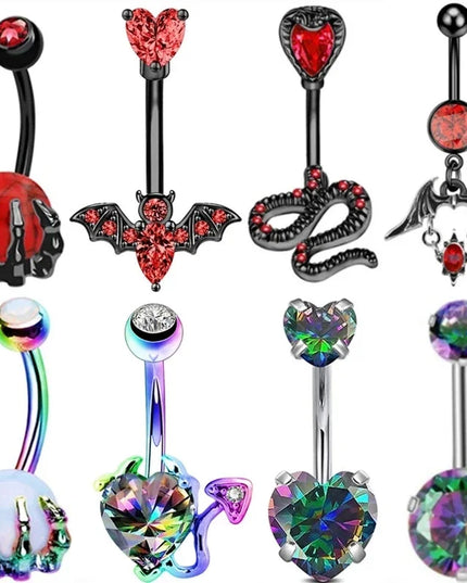 1PCS Bat Belly Button Piercing Jewelry 14G Claw Belly Ring Body Piercing Bee Navel Piercing Heart Belly Bars Piercings Ombligo