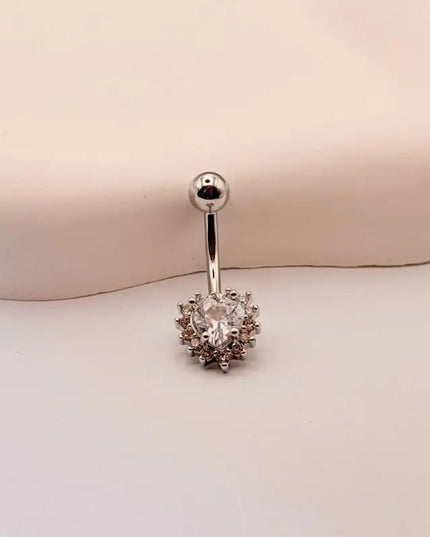 Steel Belly Button Ring Cute Devil Heart Cubic Zirconia Inlaid Hypoallergenic Navel Ring for Teen Girls Daily Use