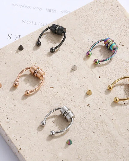 Women Fake Piercing Nose Ring Hoop Septum Non Piercing Nose Clip Rock HipHoop Stainless Steel Magnet Fashion Punk Body Jewelry