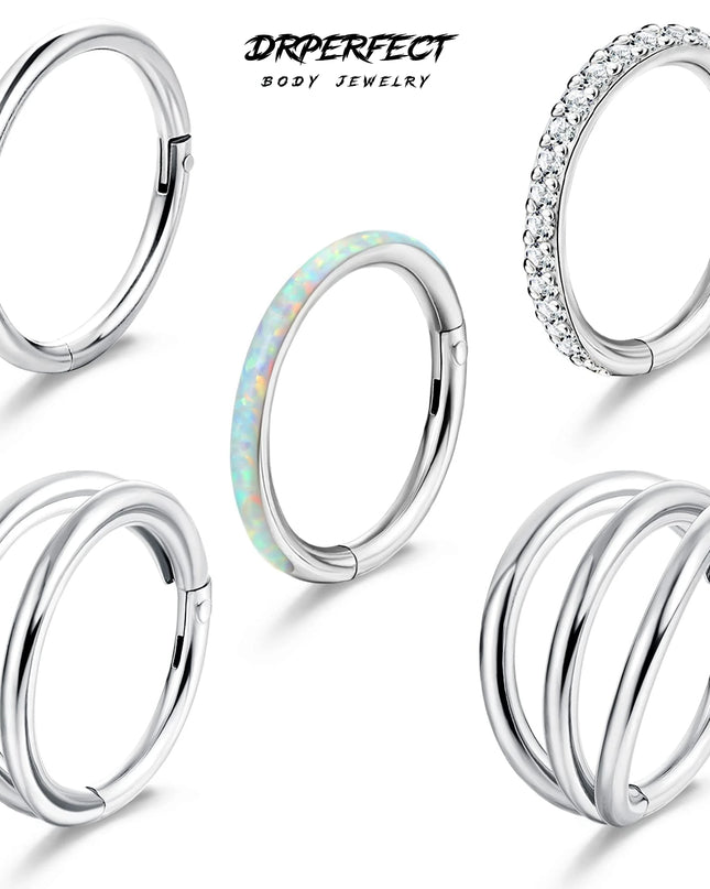 1Pc Surgical Steel Nose Rings Hoops for Women Men Clicker Septum Lip Nose Rings Helix Cartilage Conch Rook Piercing Jewelry