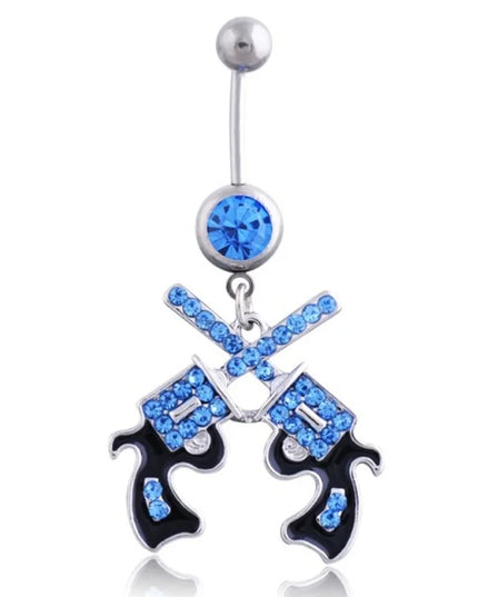 Belly Button Rings Gun Piercing Navel Ring Clear Gem Navel Button Ring Body Jewelry Ombligo Nail Belly Piercing for Women Girls