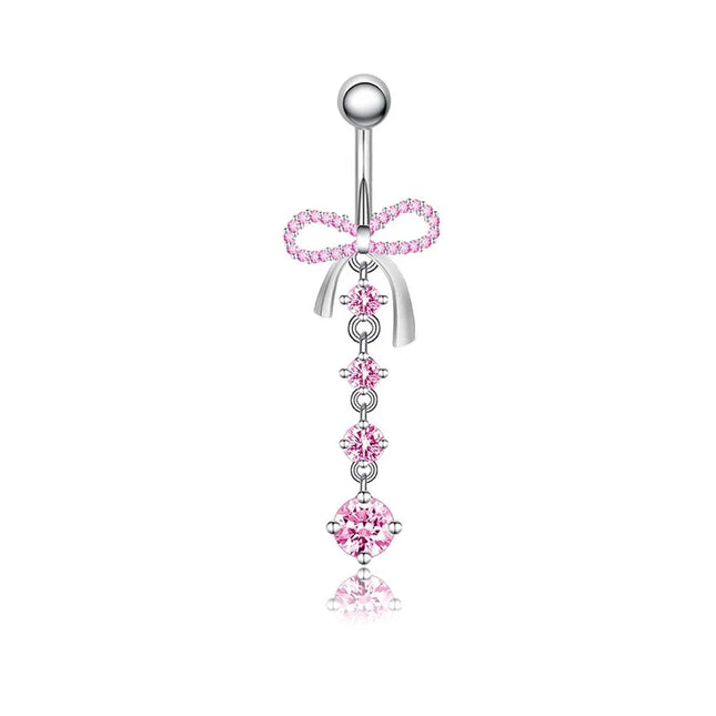 Belly Button Dangle Belly Rings Surgical Stainless Steel Cute Bow Butterfly Heart Flower Belly Button Piercing Jewelry For Women