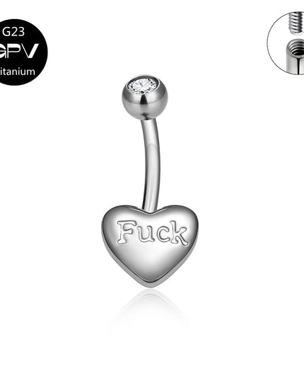ASTM G23 Titanium Love Belly Button Ring Engraved Letters Internal Thread Women's Pierced Jewelry Belly Button Ornament