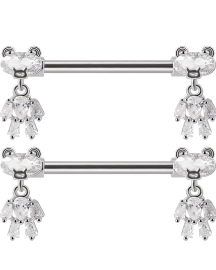 1Pair Sword Cross Nipple Piercing Barbell Surgical Steel Crystal Nipple Shield Cover Heart Butterfly Nipple Ring Body Jewelry14G