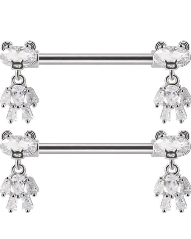 1Pair Sword Cross Nipple Piercing Barbell Surgical Steel Crystal Nipple Shield Cover Heart Butterfly Nipple Ring Body Jewelry14G