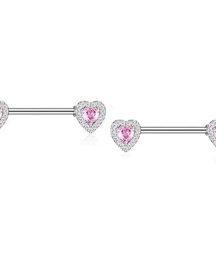 Pink Heart Nipple Piercing Barbell Set Shiny Crystal Nipple Rings Bulk For Women Flower Nippel Jewelry Pack Piercing Teton Lots