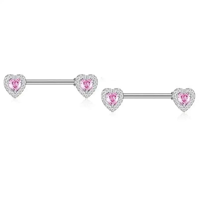 Pink Heart Nipple Piercing Barbell Set Shiny Crystal Nipple Rings Bulk For Women Flower Nippel Jewelry Pack Piercing Teton Lots