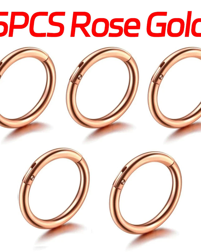 Nose Rings Septum Piercing Clicker Nose Hoops Piercings Titanium Hinged Segment Rings Helix Piercing Unisex Body Jewelry Earring