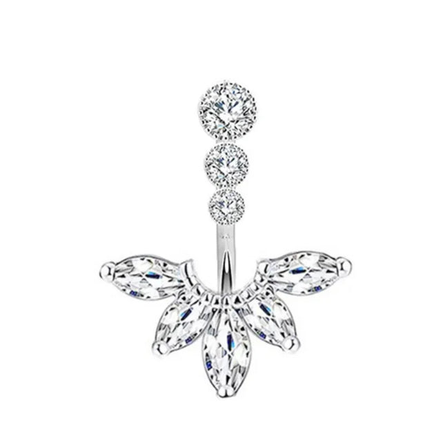 Dainsty Dangled Belly Button Rings Surgical Steel 14G Bar Navel Piercing Ring Crystal CZ Bee Flower Heart Belly Ring Ear Jewelry