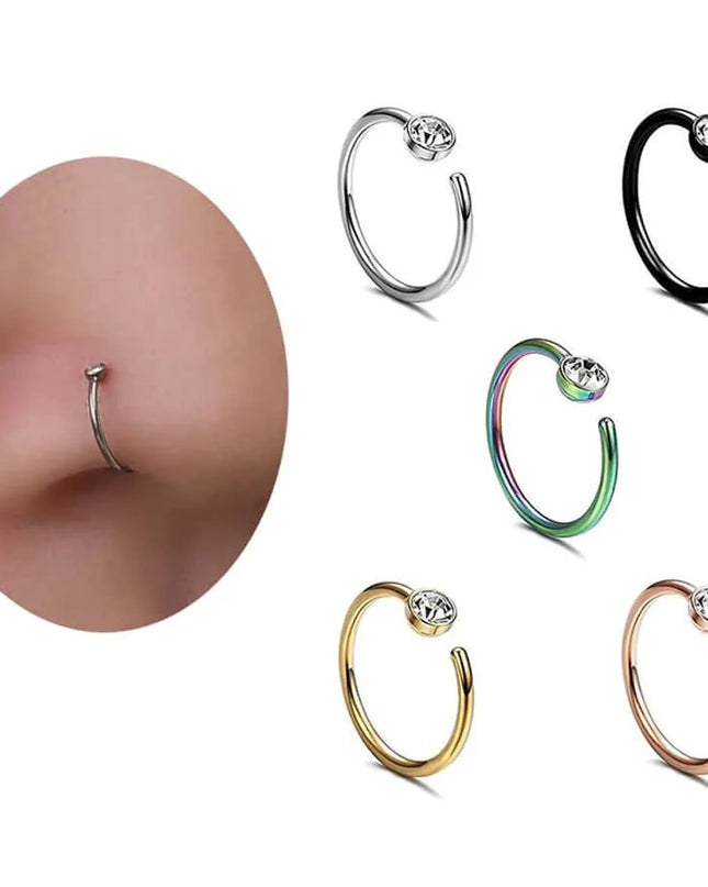 Women Fake Piering Zircon Nose Ring Fashion Non Piercing Nose Clip Stainless Steel Fake Perforation Nasal Septum Body Jewelry