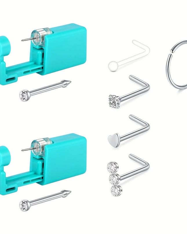 7pcs Nose Piercing Kit Nose Ring Piercing Kit, Nose Piercing Kit with Nose Rings Disposable Nose Piercing Gun Kit