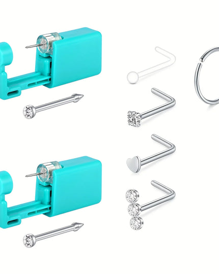 7pcs Nose Piercing Kit Nose Ring Piercing Kit, Nose Piercing Kit with Nose Rings Disposable Nose Piercing Gun Kit