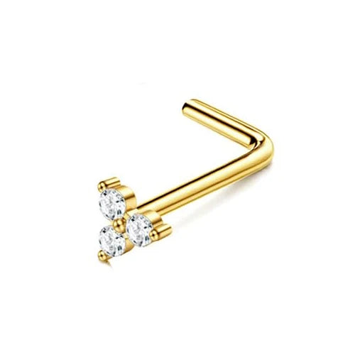 Florideco 14K Gold Plated Nose Rings for Women Men 20G Stainless Steel Nose Rings Hoops L Shaped Studs Nostril Piercings Jewelry