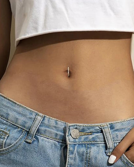 CANNER 1PC 925 Sterling Silver Smooth Abdominal Puncture Belly Button Buckle For Women Ins Minimalist Zircon Fine Body Jewelry