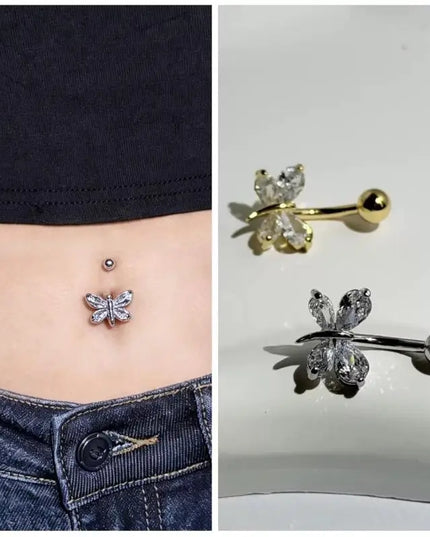Belly Button Ring Trendy Dragonfly Butterfly Shape Sexy Comfort Fit Navel Piercing Jewelry for Girls Pool Party Beach Trip