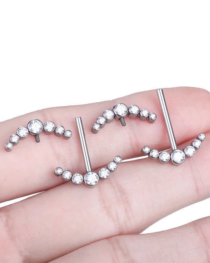 1Pc Titanium Nipple Piercing Jewelry Internally Threaded Nipple Barbell Mamilo Piercing Prong Set Heart CZ Nipple Rings Women