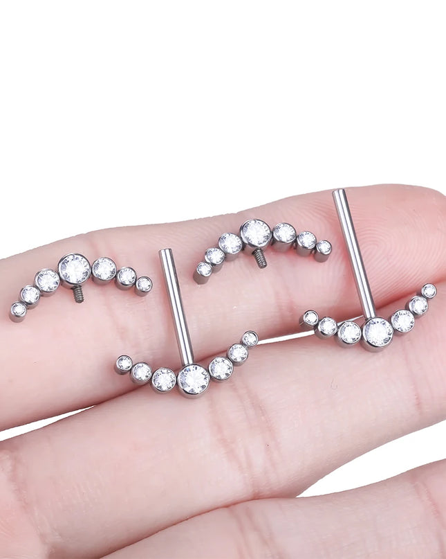 1Pc Titanium Nipple Piercing Jewelry Internally Threaded Nipple Barbell Mamilo Piercing Prong Set Heart CZ Nipple Rings Women