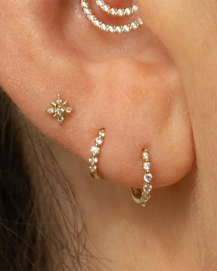 AIDE Heart Round Ball Flat Helix Piercing Earring 925 Sterling Silver Ear Studs Geometric Zircon Exquisite Trinket Studs Aretes
