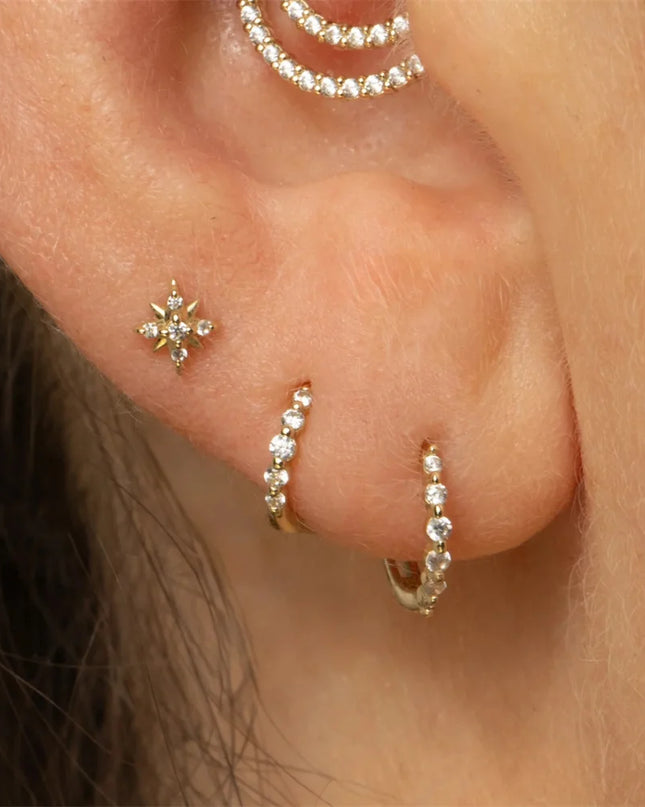 AIDE Heart Round Ball Flat Helix Piercing Earring 925 Sterling Silver Ear Studs Geometric Zircon Exquisite Trinket Studs Aretes