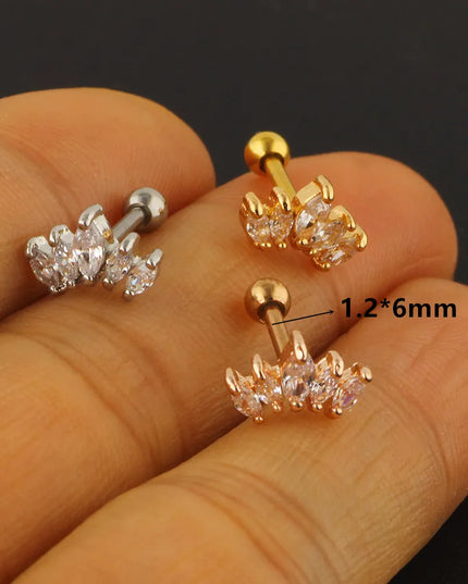 Stainless Steel Hoop Piercing Earring For Women Zircon CZ Cartilage Piercing Helix Daith Conch Tragus Rook Lobe Ear Ring Jewelry