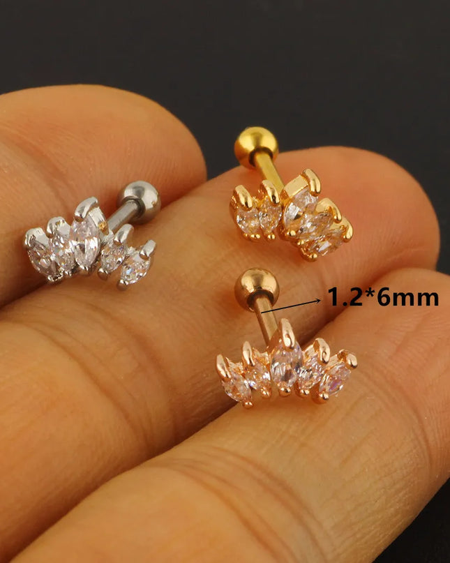 Stainless Steel Hoop Piercing Earring For Women Zircon CZ Cartilage Piercing Helix Daith Conch Tragus Rook Lobe Ear Ring Jewelry