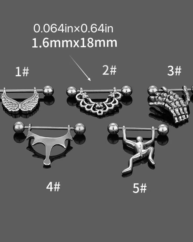 1PC Stainless Steel Matte Nipple Piercing 14G Nipple Ring Body Jewelry Bulk Tongue Piercing Lot Nipple Piercing Bar Pack