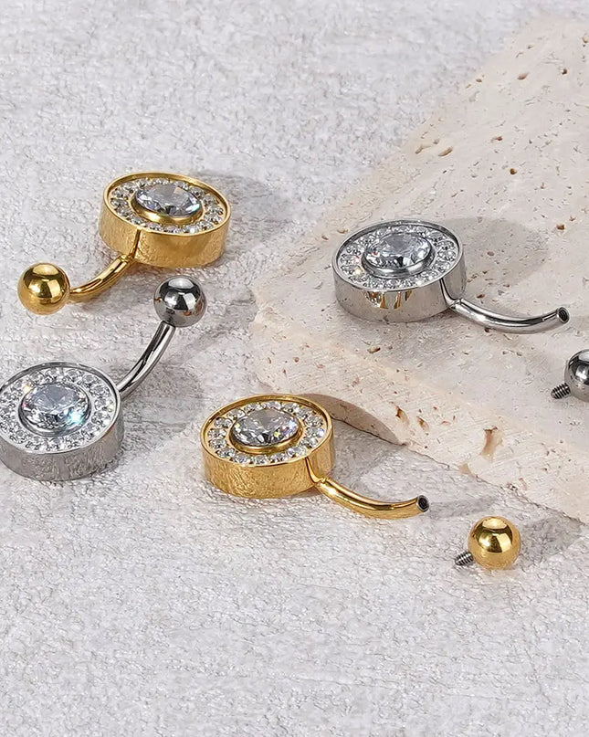 1Pc Titanium Zircon Belly Button Ring Round Heart Flower Navel Piercing Nombril Jewelry 14G Belly Piercing Ombligo