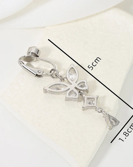 Clip On Belly Button Ring Butterfly Shape Copper Zircon Fake Belly Piercing Umbilical Navel Body Jewelry Trendy Fashion Style