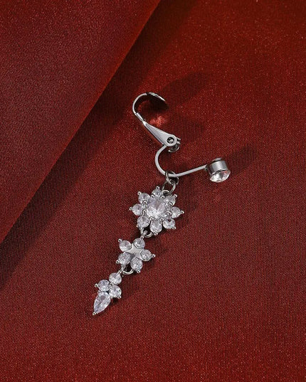 Clip On Belly Button Ring Fashion Navel Piercing Flower Pendant Belly Button Rings Belly Piercing Body Jewelry Sexy Dangle