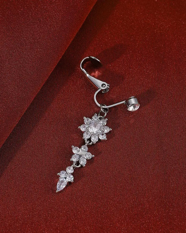 Clip On Belly Button Ring Fashion Navel Piercing Flower Pendant Belly Button Rings Belly Piercing Body Jewelry Sexy Dangle