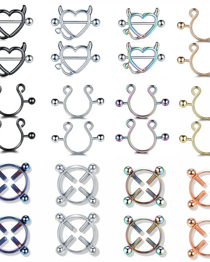 1Pair Stianless Steel Nipple Rings Piercing Jewelry Wholesale Women Sexy Clips Nipple Ring Clamps Pierced  Body Jewelry