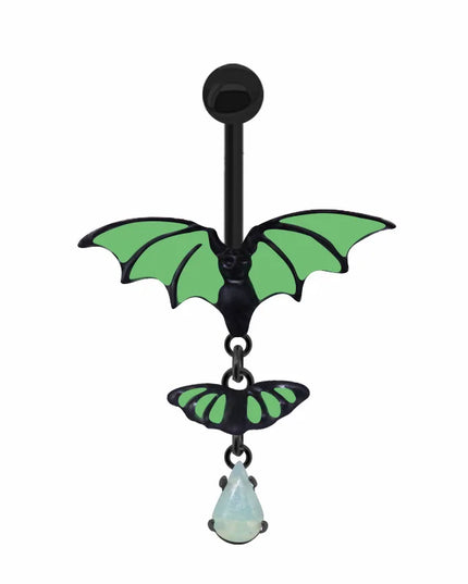 Luminous Bat Belly Button Ring Umbilical Stud Navel Ornament Animal Drop Nipple Ring Luminous Earring Tragus Piercing Jewelry