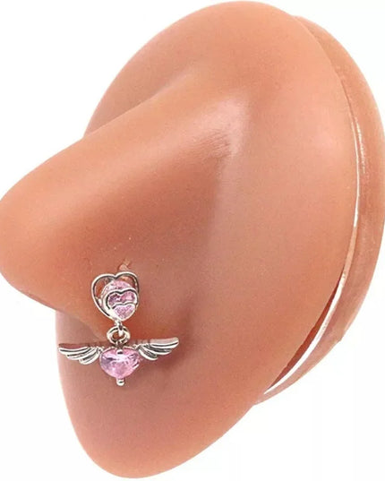1Pcs Nose Ring for Women Dangle Nose Piercing Stainless Steel Nose Bend Ring Butterfly Dangling Noses Ring Body Piercing Jewelry
