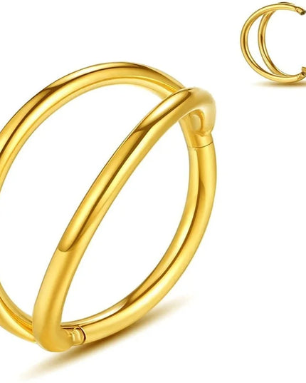 Double Nose Rings Hoops, Septum Cartilage Hoop Earrings, Open Stacked Nose Rings for Women and Men, Piercing Jewelry Gift.