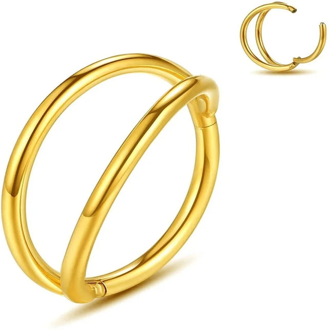 Double Nose Rings Hoops, Septum Cartilage Hoop Earrings, Open Stacked Nose Rings for Women and Men, Piercing Jewelry Gift.
