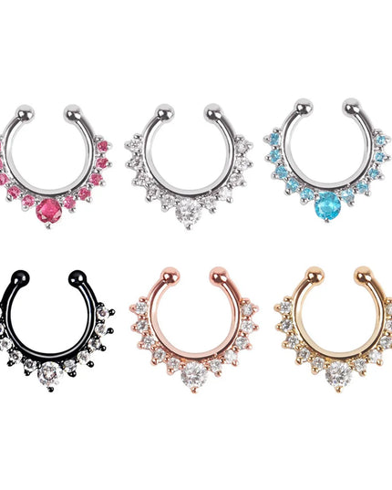 1pc New Fake Piercing Jewelry Clip On Nose Septum Ring for Women Fake Nose Rings Hoop Crysta Faux Non Pierced Nose Ring Earrings