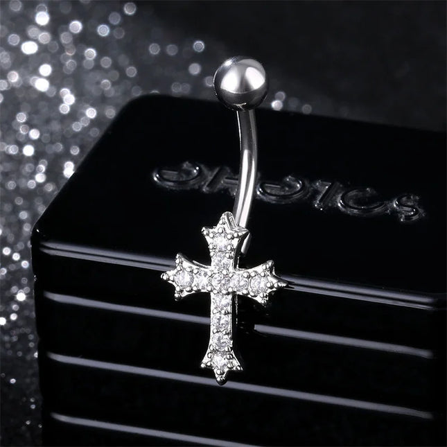 Fashion Sexy Piercing Navel Nail Body Jewelry For Women Girls Personalized Simple Cross Pendant Belly Button Rings Gifts B.H