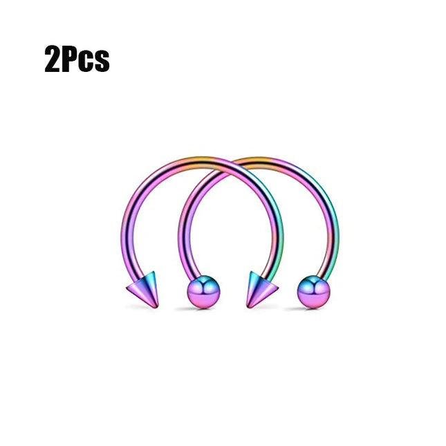 Punk C Shape Steel Nose Ring Horseshoe Lip Ring puncture Hook Clip Earrings Septum  No Allergic Body Piercing Jewelry Nose Rings