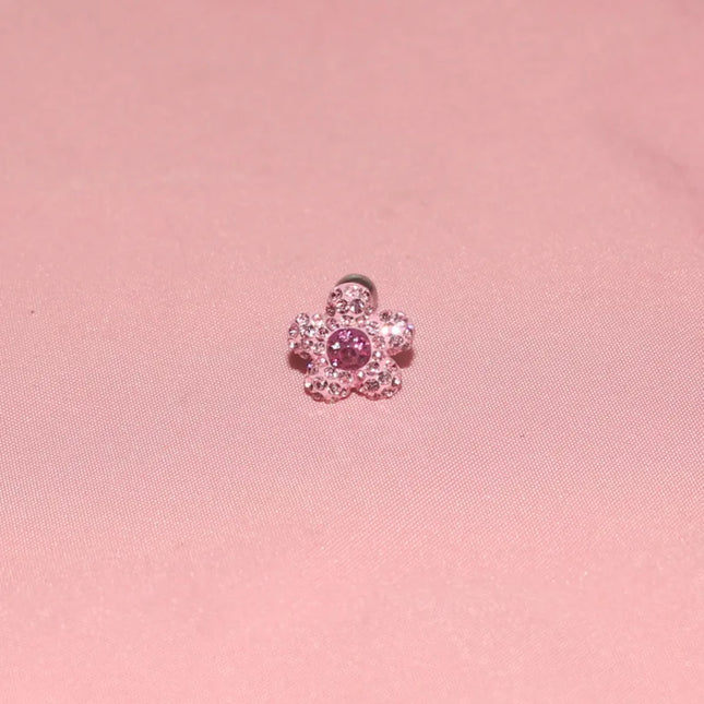 1PC Crystal Flower Helix Piercing Earring Stainless Steel Ear Piercing Conch Flat Piercing Cartilage Ear Stud Body Piercing