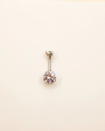 G23 Titanium Belly Button Ring Hypoallergenic Belly Rings Piercing 14G 10mm Navel Piercing Jewelry with Round Cubic Zirconia