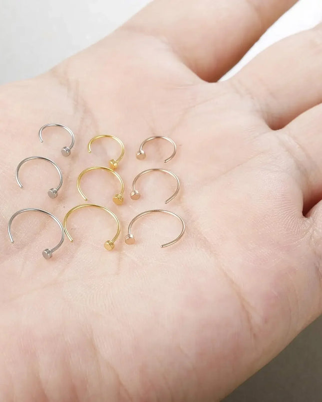 FASACCO 22G Surgical Steel Nose Rings Hoop for Men Women C-Shape Flat Thin Nose Ring Cartilage Tragus Ear Body Piercing Jewelry