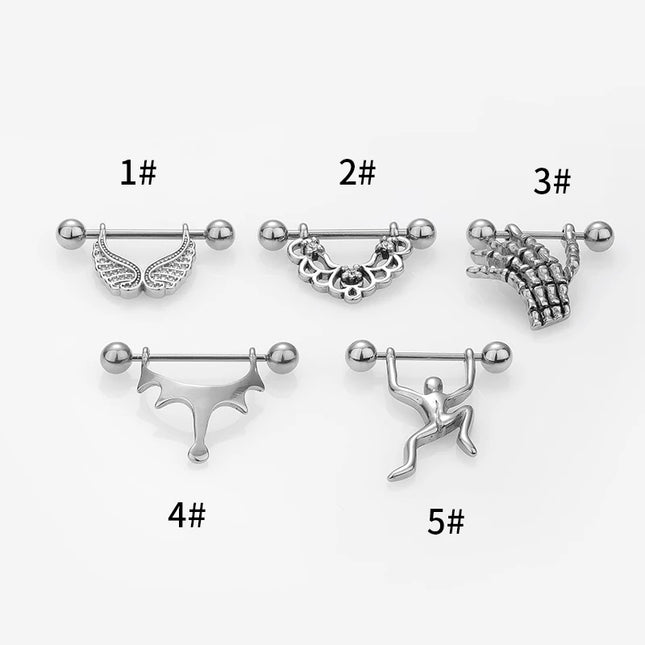 1PC Stainless Steel Matte Nipple Piercing 14G Nipple Ring Body Jewelry Bulk Tongue Piercing Lot Nipple Piercing Bar Pack