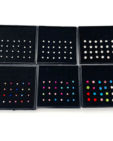 Nose Studs Stainless Steel Crystal Nose Ring Piercing Set For Women Gift With Box 24/40/60Pcs