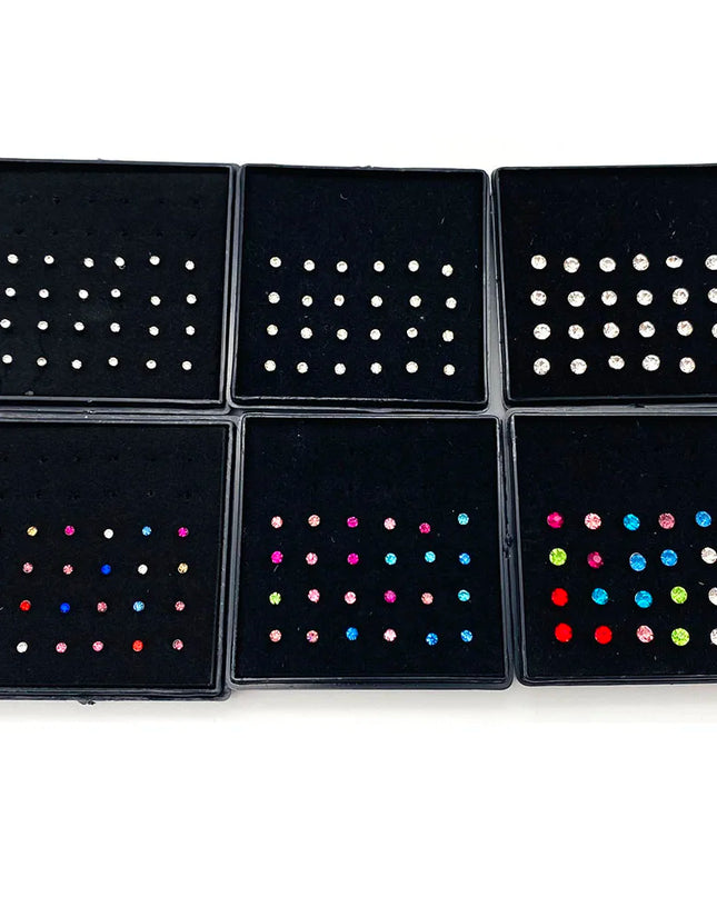 Nose Studs Stainless Steel Crystal Nose Ring Piercing Set For Women Gift With Box 24/40/60Pcs
