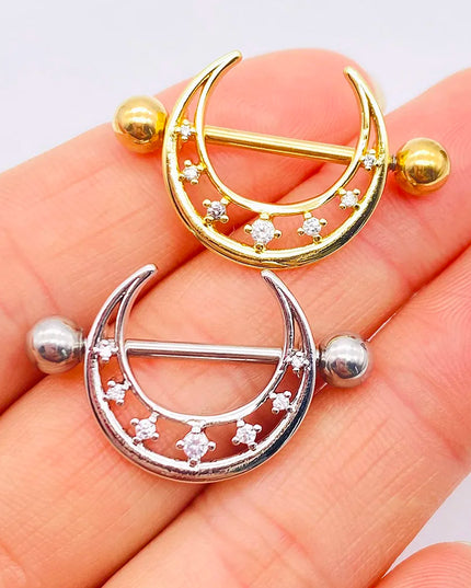 1PC Sexy Moon Nipple Rings Stainless Steel Tongue Barbell Nail Ear Bone Stud Nipple Piercing Body Jewelry for Women